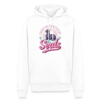 Easily distracted by Seal Robbe Seelöwe - Männer Premium Bio Hoodie - Weiß - Vorne - Nico (187cm)