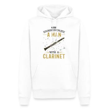 Clarinettes Homme Clarinettiste Clarinettiste - Sweat à capuche Premium bio Homme - blanc - Devant - Nico (187cm)