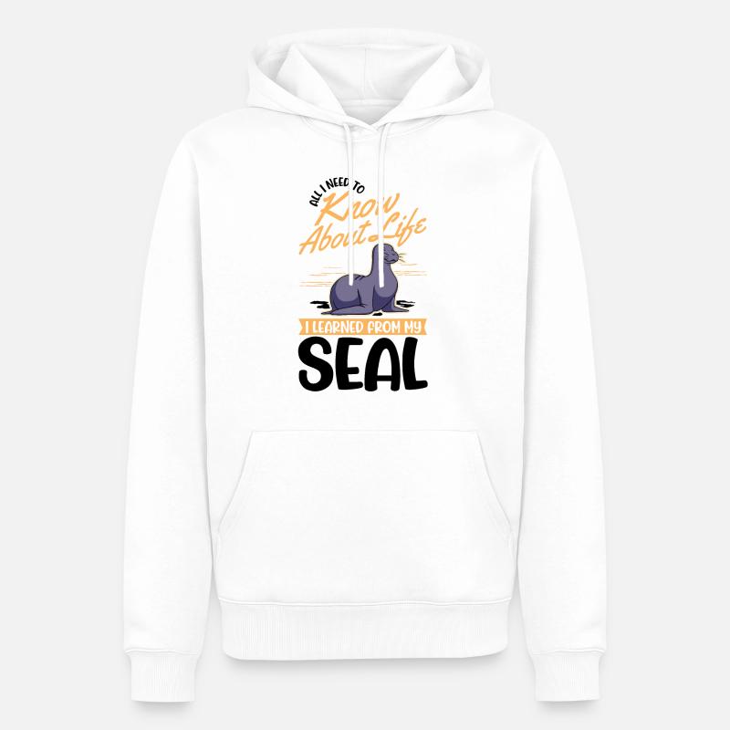 Robbe Geschenk Seehund Seelöwe - Männer Premium Bio Hoodie - Weiß