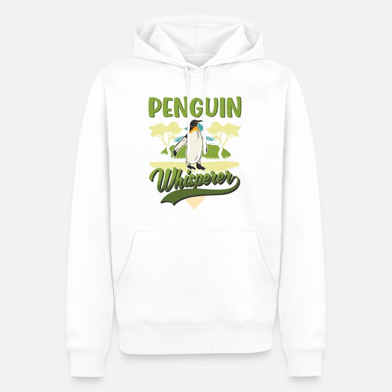 Pingouin Whisperer Pingouin - Sweat à capuche Premium bio Homme - blanc