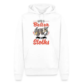 La vie est meilleure avec les paresseux - Sweat à capuche Premium bio Homme - blanc - Devant - Nico (187cm)