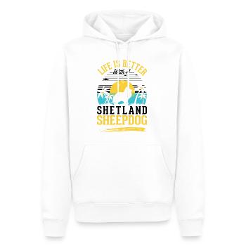 das Leben ist besser mit einem Shetland Sheepdog - Männer Premium Bio Hoodie - Weiß - Vorne - Nico (187cm)