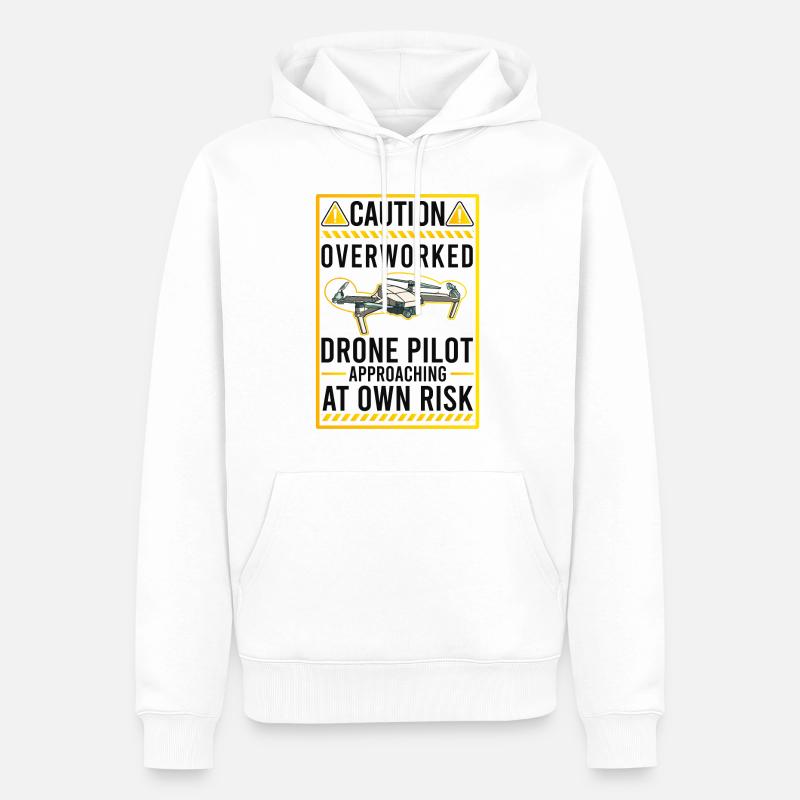 Attention: Revised Drone Pilot Drones - Men’s Premium Organic Hoodie - white