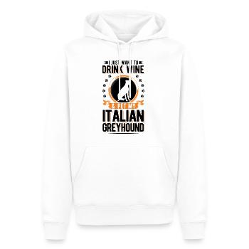 Lévrier italien et vin - Sweat à capuche Premium bio Homme - blanc - Devant - Nico (187cm)
