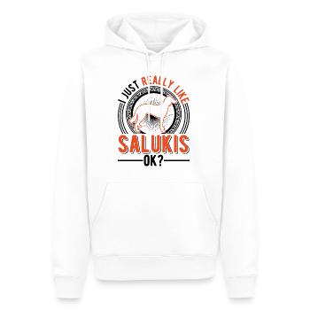J’aime juste Salukis - Sweat à capuche Premium bio Homme - blanc - Devant - Nico (187cm)