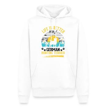 La vie est plus belle avec le terrier de chasse allemand - Sweat à capuche Premium bio Homme - blanc - Devant - Nico (187cm)