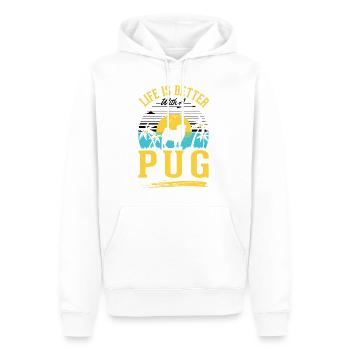 La vie est meilleure avec un carlin - Sweat à capuche Premium bio Homme - blanc - Devant - Nico (187cm)