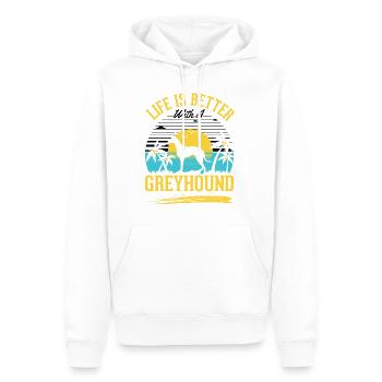 Das Leben ist besser mit einem Windhund Greyhound - Männer Premium Bio Hoodie - Weiß - Vorne - Nico (187cm)