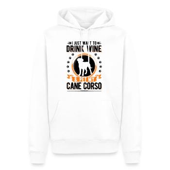 Cane Corso et vin - Sweat à capuche Premium bio Homme - blanc - Devant - Nico (187cm)