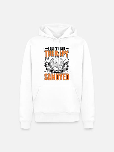 Samoyed Therapy Sled Dog Samoyed - Men’s Premium Organic Hoodie - white