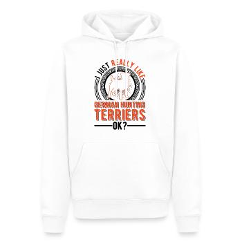J’aime juste les terriers de chasse allemands - Sweat à capuche Premium bio Homme - blanc - Devant - Nico (187cm)
