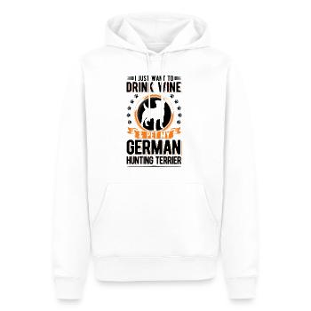 Terrier de chasse allemand et vin - Sweat à capuche Premium bio Homme - blanc - Devant - Nico (187cm)