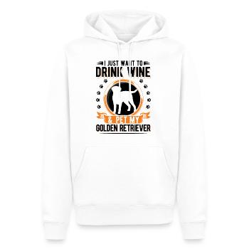 Golden Retriever und Wein - Männer Premium Bio Hoodie - Weiß - Vorne - Nico (187cm)