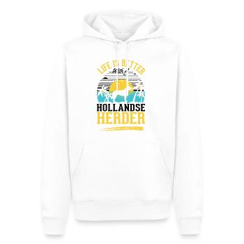 Das Leben ist ist mit einem Hollandse Herder - Männer Premium Bio Hoodie - Weiß - Vorne - Nico (187cm)