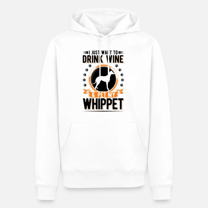 Whippet et lévrier vin - Sweat à capuche Premium bio Homme - blanc