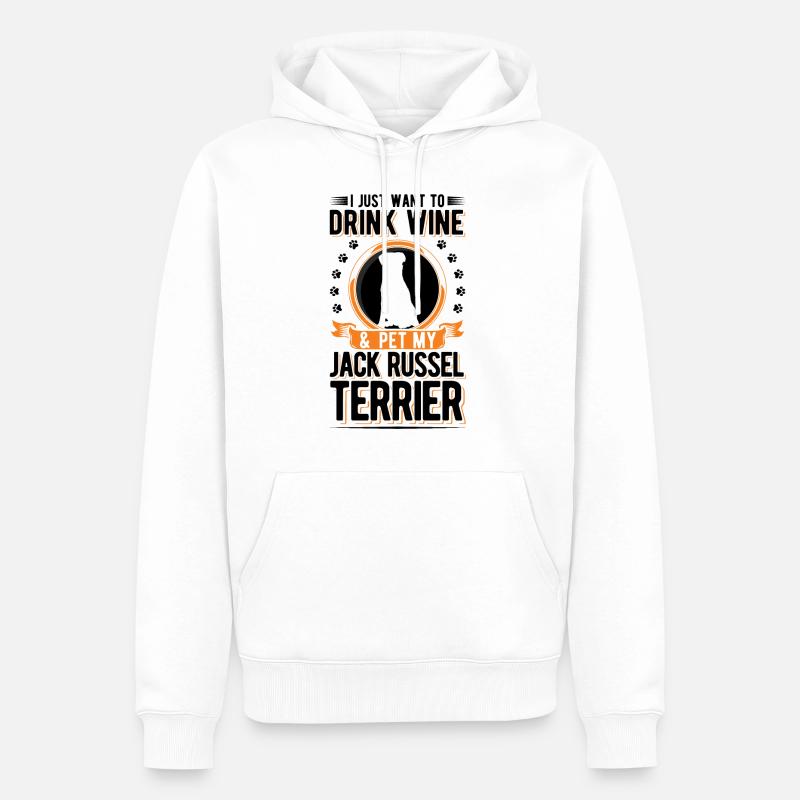 Jack Russell Terrier et vin - Sweat à capuche Premium bio Homme - blanc