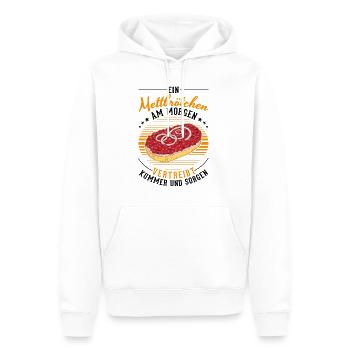 Mettbrötchen le matin Mett Hackepeter - Sweat à capuche Premium bio Homme - blanc - Devant - Nico (187cm)