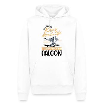 Falcon Gift, Falcon Breeding, Falcon Breeder, Falconer - Men’s Premium Organic Hoodie - white - Front - Nico (187cm)