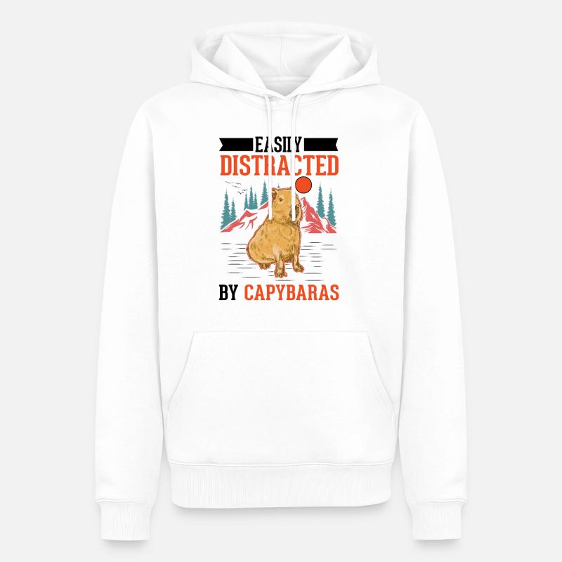 Easily distracted by Capybaras - Männer Premium Bio Hoodie - Weiß