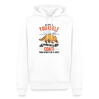 Always be yourself Coati Nasenbär - Men’s Premium Organic Hoodie - white - Front - Nico (187cm)