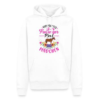 Verrücktes Freiberger Pferd Mädchen - Männer Premium Bio Hoodie - Weiß - Vorne - Nico (187cm)