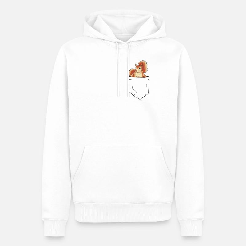 Eichhörnchen in Brusttasche - Männer Premium Bio Hoodie - Weiß