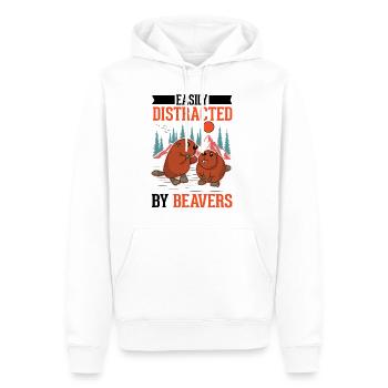 Easily distracted by Beavers Biber - Männer Premium Bio Hoodie - Weiß - Vorne - Nico (187cm)