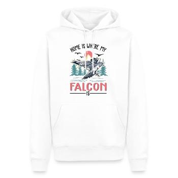 La maison est là où mon faucon est faucon crécerelle - Sweat à capuche Premium bio Homme - blanc - Devant - Nico (187cm)