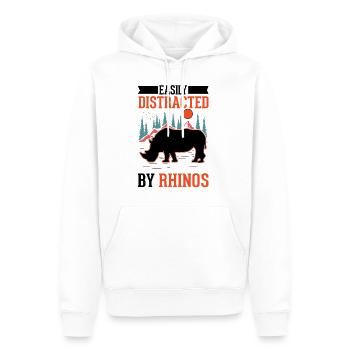 Easily distracted by Rhinos Nashorn - Männer Premium Bio Hoodie - Weiß - Vorne - Nico (187cm)