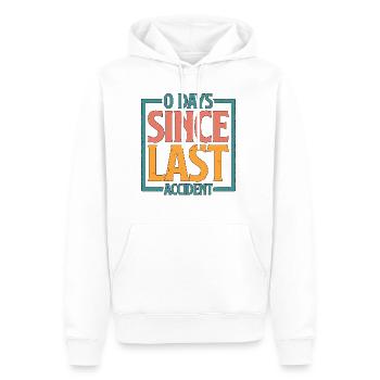 0 jours depuis le dernier accident 21 - Sweat à capuche Premium bio Homme - blanc - Devant - Nico (187cm)