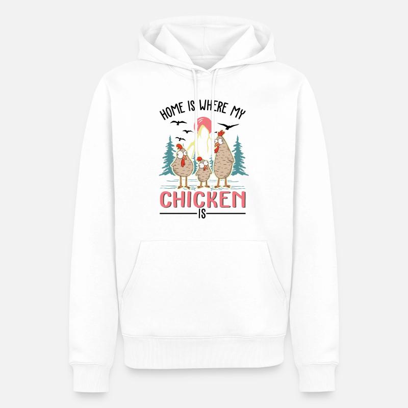 Poulets Home Farmer Poulet - Sweat à capuche Premium bio Homme - blanc