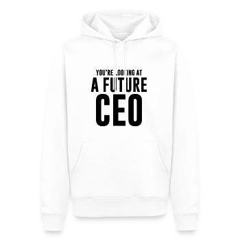 Vous êtes à la recherche d’un futur PDG - Sweat à capuche Premium bio Homme - blanc - Devant - Nico (187cm)