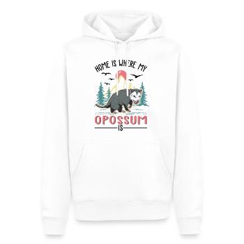 La maison est l’endroit où mon opossum est opossum - Sweat à capuche Premium bio Homme - blanc - Devant - Nico (187cm)
