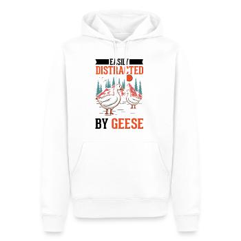 Easily distracted by Geese Gänsezüchter Gänse - Männer Premium Bio Hoodie - Weiß - Vorne - Nico (187cm)