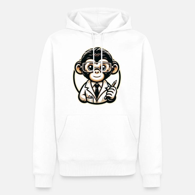 Singe mignon scientifique - Sweat à capuche Premium bio Homme - blanc