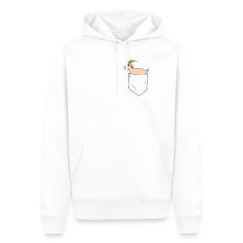 Ziege in Brusttasche - Männer Premium Bio Hoodie - Weiß - Vorne - Nico (187cm)