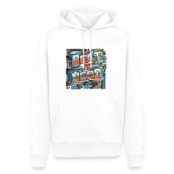 Battez-le Nerd 11 - Sweat à capuche Premium bio Homme - blanc - Devant - Nico (187cm)