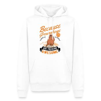 Marmotte Jour de la marmotte marmotte - Sweat à capuche Premium bio Homme - blanc - Devant - Nico (187cm)