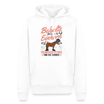 Freiberg cheval licorne - Sweat à capuche Premium bio Homme - blanc - Devant - Nico (187cm)