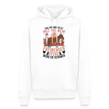 Freiberger Pferd - Männer Premium Bio Hoodie - Weiß - Vorne - Nico (187cm)