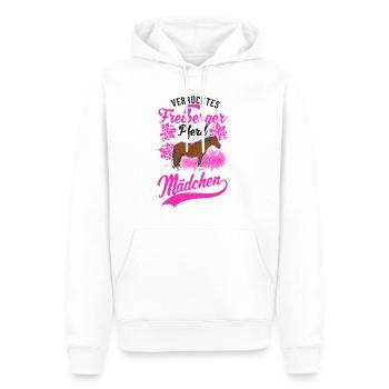 Verrücktes Freiberger Pferd Mädchen - Männer Premium Bio Hoodie - Weiß - Vorne - Nico (187cm)