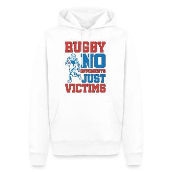 Rugby Pas d'adversaires, juste des victimes 5 - Sweat à capuche Premium bio Homme - blanc - Devant - Nico (187cm)