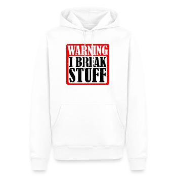 Warning I Break Stuff 5 - Männer Premium Bio Hoodie - Weiß - Vorne - Nico (187cm)