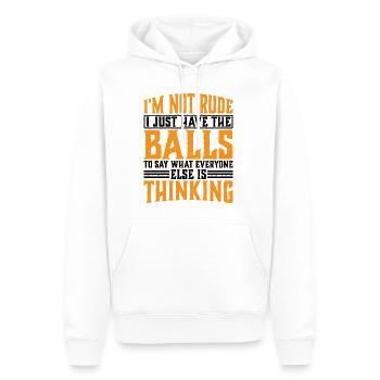 Les couilles pour dire ce que tout le monde pense 3 - Sweat à capuche Premium bio Homme - blanc - Devant - Nico (187cm)