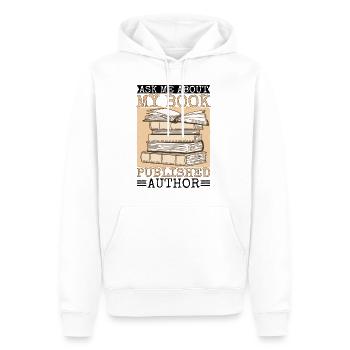 Ask Me About My Book, Published Author - Männer Premium Bio Hoodie - Weiß - Vorne - Nico (187cm)