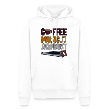 Coffee Music Sawdust 4 - Men’s Premium Organic Hoodie - white - Front - Nico (187cm)