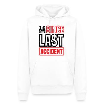 0 jours depuis le dernier accident 34 - Sweat à capuche Premium bio Homme - blanc - Devant - Nico (187cm)