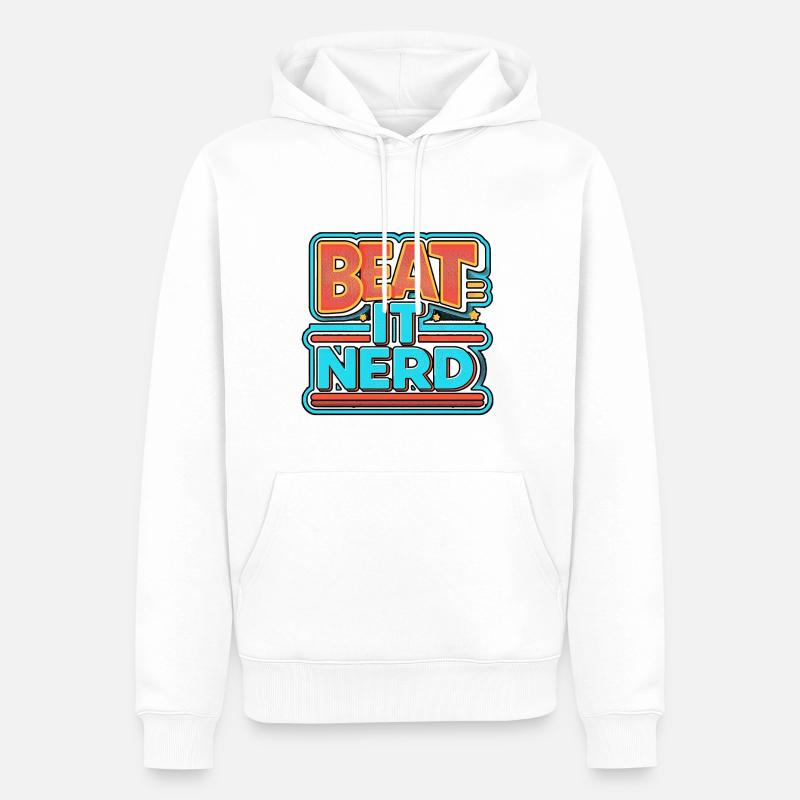 Beat it Nerd 8 - Männer Premium Bio Hoodie - Weiß