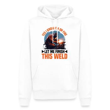 Yes I Know I'm On Fire, Let Me Finish This Weld 4 - Men’s Premium Organic Hoodie - white - Front - Nico (187cm)