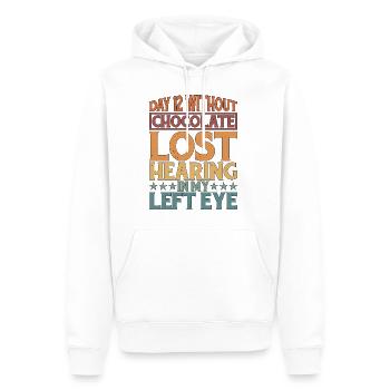 Without Chocolate, Lost Hearing In My Left Eye 6 - Men’s Premium Organic Hoodie - white - Front - Nico (187cm)